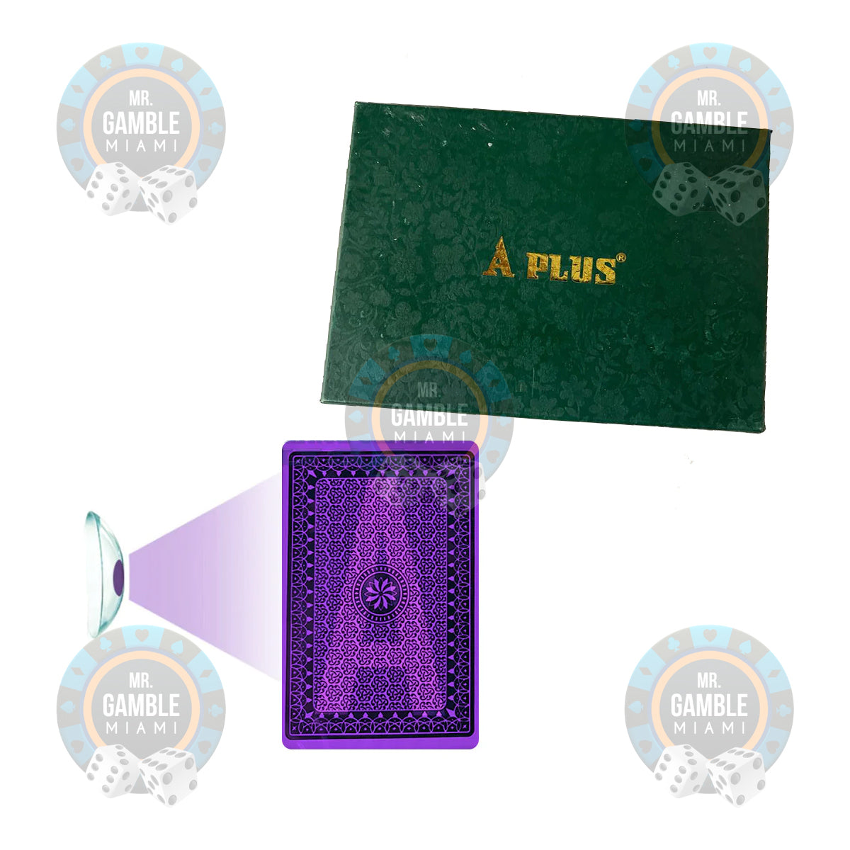 A PLUS POKER JUMBO marked cards for entertainment and magic purposes. Designed for use with UV contact lenses and UV sunglasses.