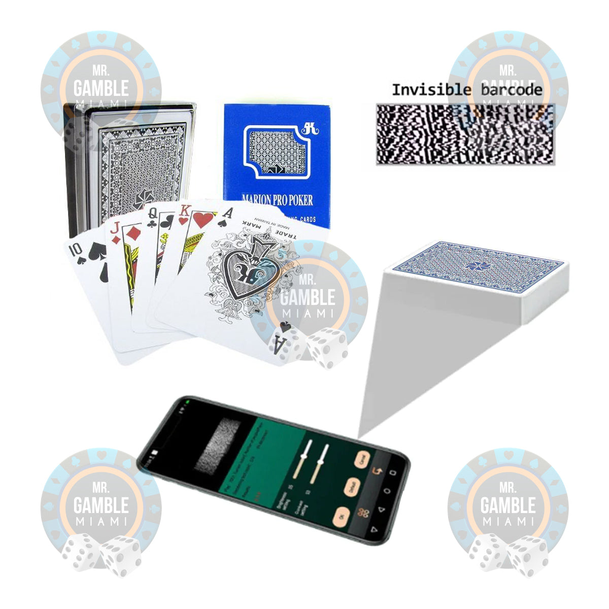 Barcode Marked Cards - Professional Poker Cheating Devices by Marion Pro Poker Jumbo