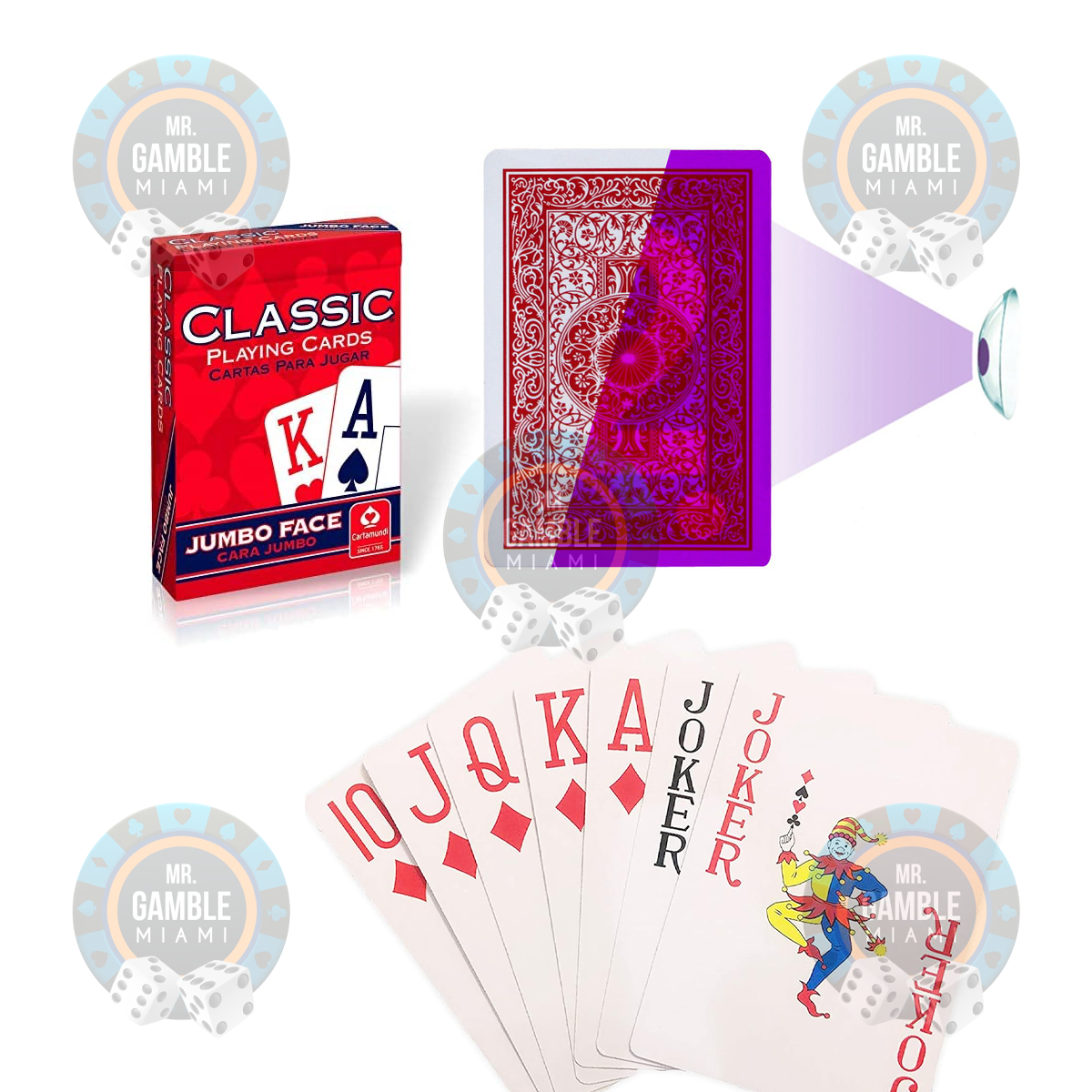 CARTAMUNDI CLASSIC JUMBO Marked Cards | UV MARKED CARDS | POKER CHEATING DEVICE