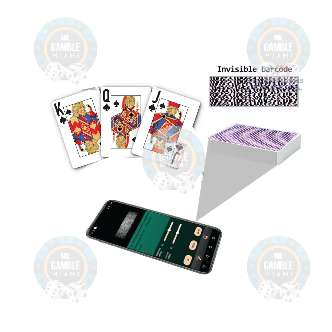 Barcode marked cards - Poker cheating devices for Martin Kabrhel's strategy and PPPoker cheat. Professionally marked deck of cards with invisible ink and anti-cheat poker reader compatibility.