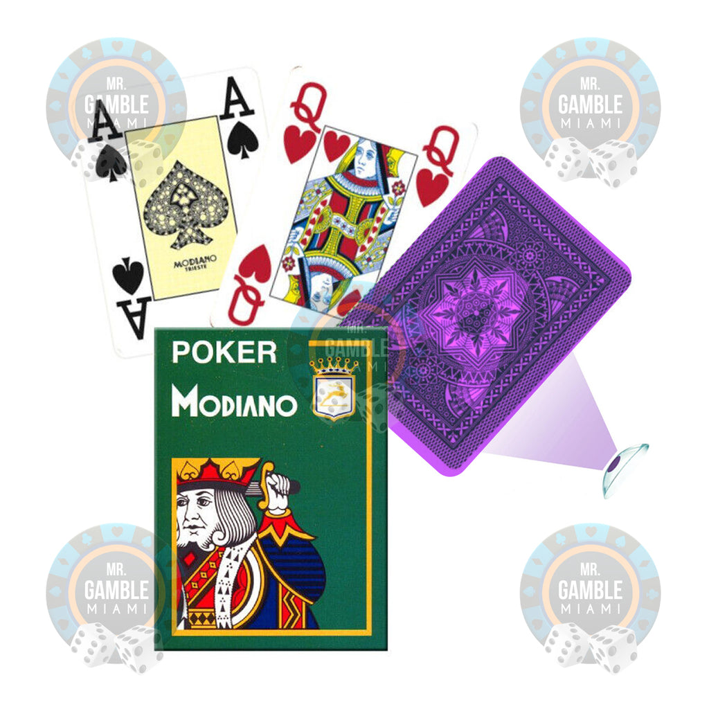 Poker with Modiano Cristallo Poker 4 Pip Jumbo Infrared Marked Cards | poker cheating device