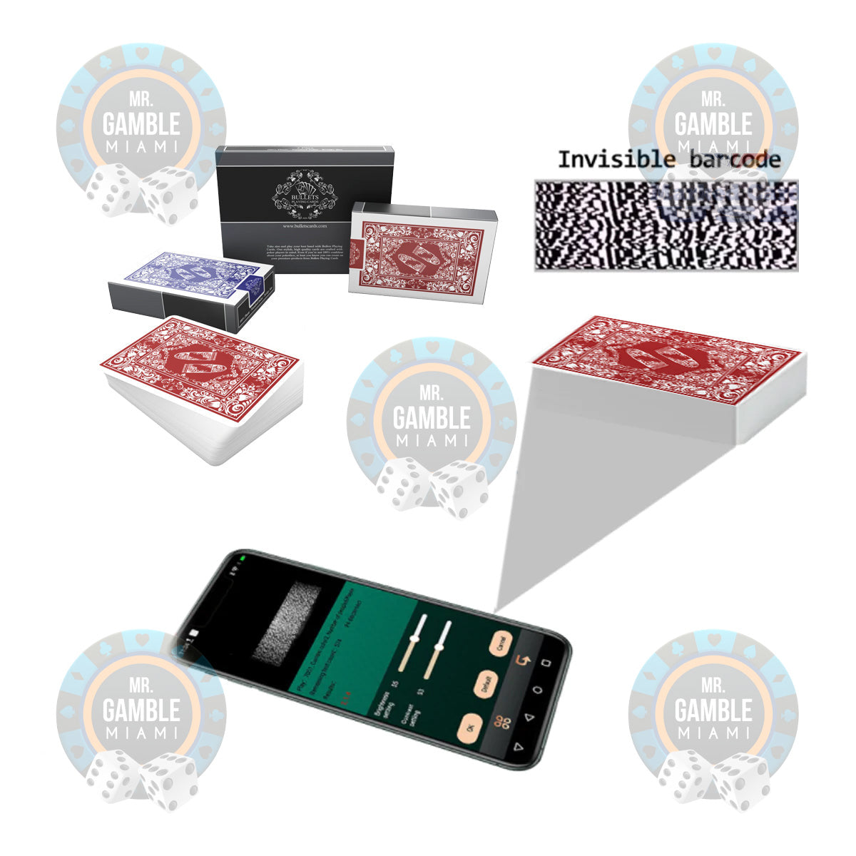 bullets bridge standard barcode marked cards. poker cheat cards