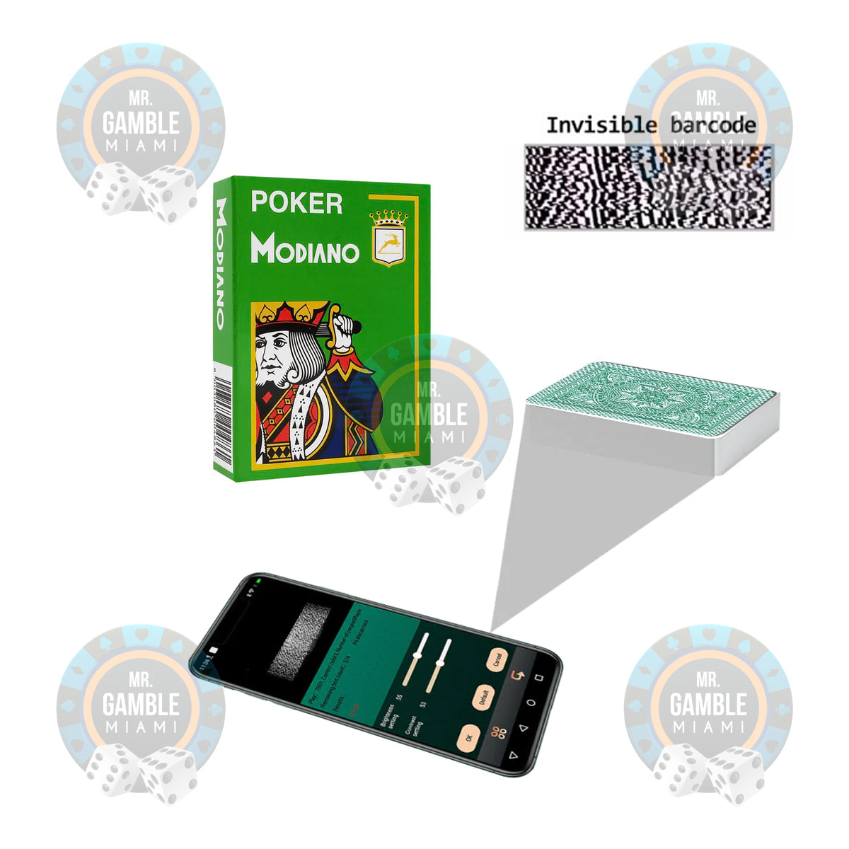 Barcode Marked Cards MODIANO CRISTALLO POKER 4 PIP JUMBO - Martin Kabrhel's Choice for Poker Cheating Devices