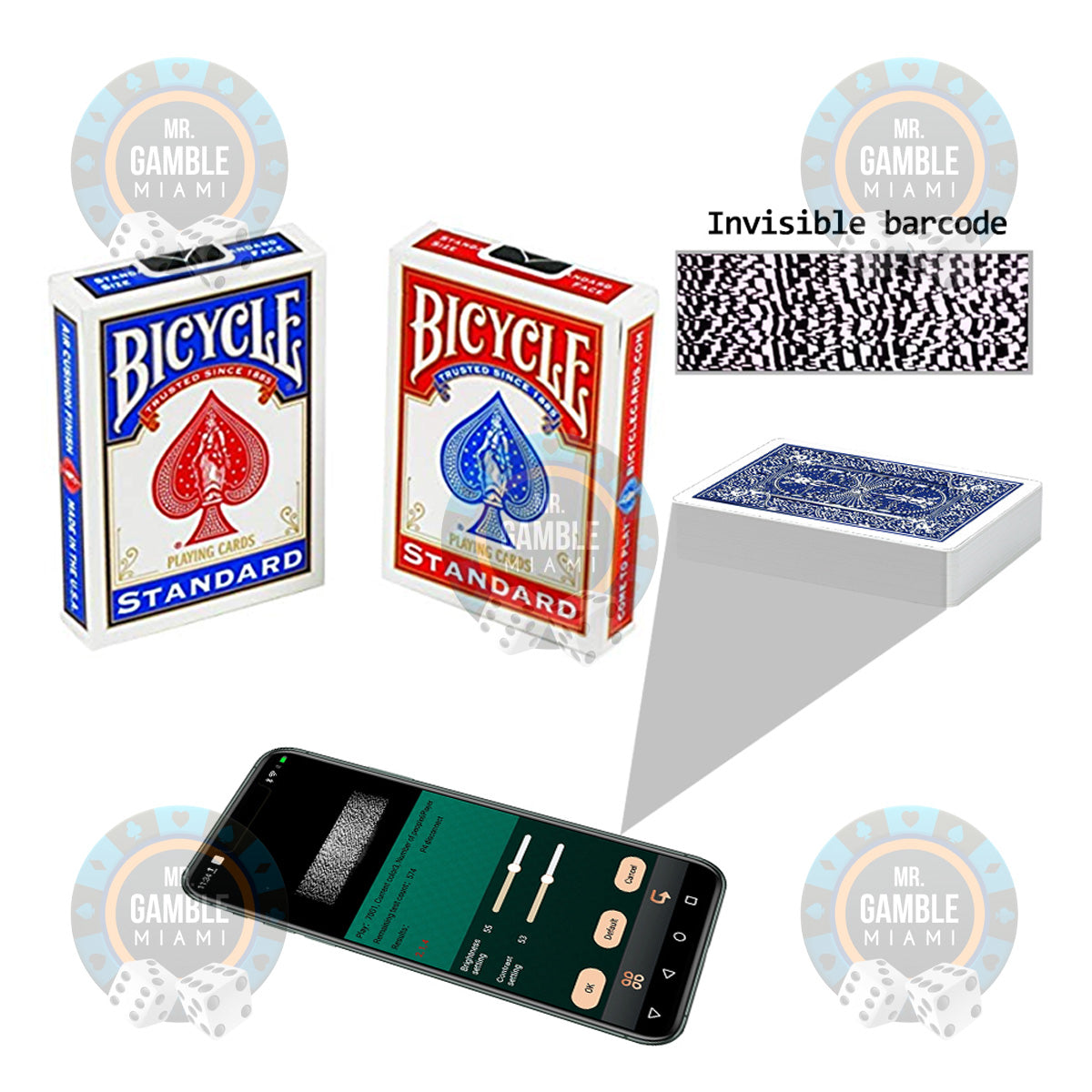 Using the Bicycle standard barcode marked cards and poker analyzer can help you win the poker. The poker cheating devices are very easy to use.