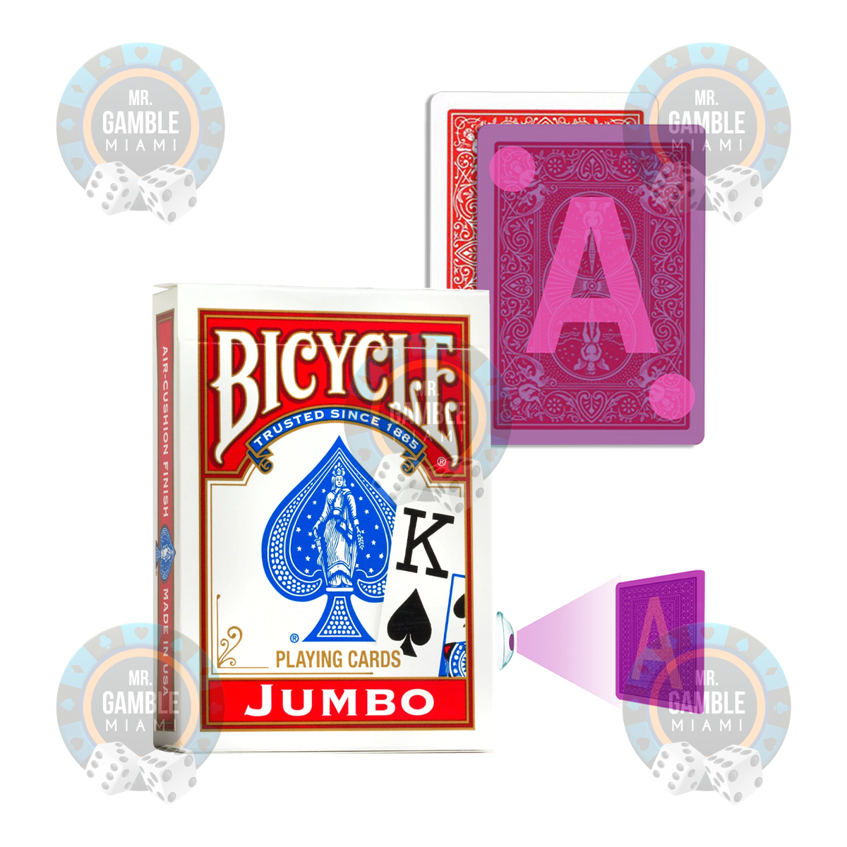 Poker cheating device: Bicycle Jumbo UV Marked Cards