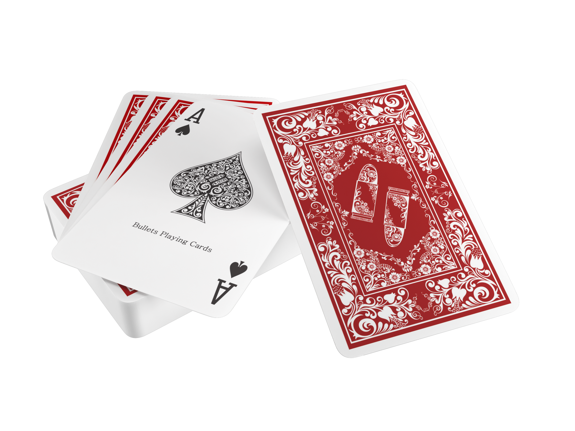 Red bullets bridge standard barcode marked cards. poker playing cards