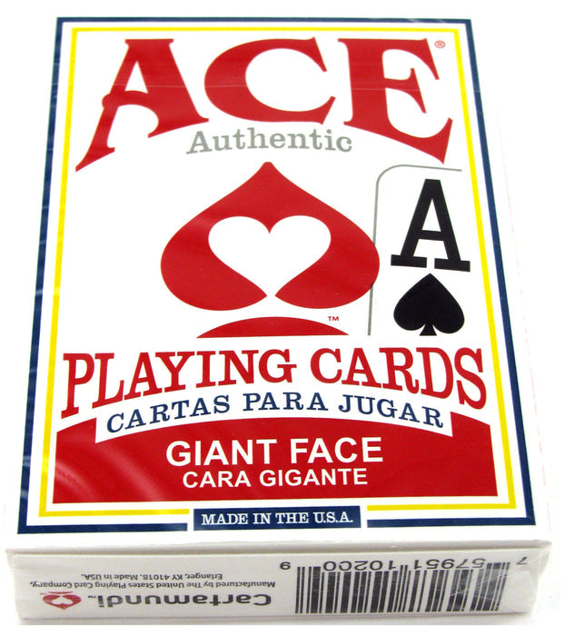 ACE GIANT FACE Marked Playing Cards for Poker Cheating Devices - Shown in a deck arrangement with specialized marking, perfect for poker and magic tricks.